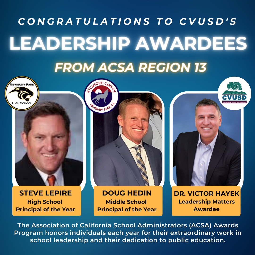  Three CVUSD Administrators Earn Leadership Awards from ACSA Region 13 